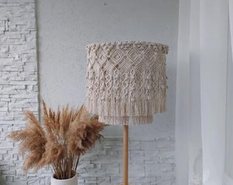 Handmade Macrame Lampshade: Bohemian Fringe Chandelier, Cottagecore Home Decor