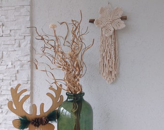Ivory Macrame Flower Wall Hanging Boho Cottagecore Decor