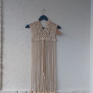 Macrame Dress Wall Hanging: Ivory Cotton Boho Home Decor