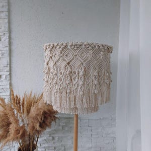 Handmade Lamp shade for floor lamp Macrame Bohemian Fringe Chandelier woven lamp shade Cottagecore decor Ceiling Lights Cover Boho lighting
