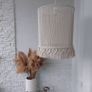 Minimalista Gran Macrame Lámpara colgante sombra Moderna Boho lámpara de araña iluminación Fringe pantalla Cottagecore decoración Luces de techo cubierta imagen 5