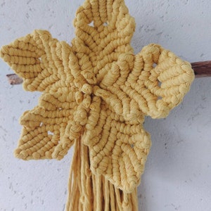 Нandmade Yellow macrame flower wall hanging Boho Floral wall decor Small Nursery decor for girl Home decor wall art Cottagecore decor room image 5