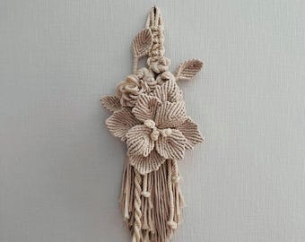 Handmade Macrame Flower Wall Hanging Floral Boho Cottagecore Decor