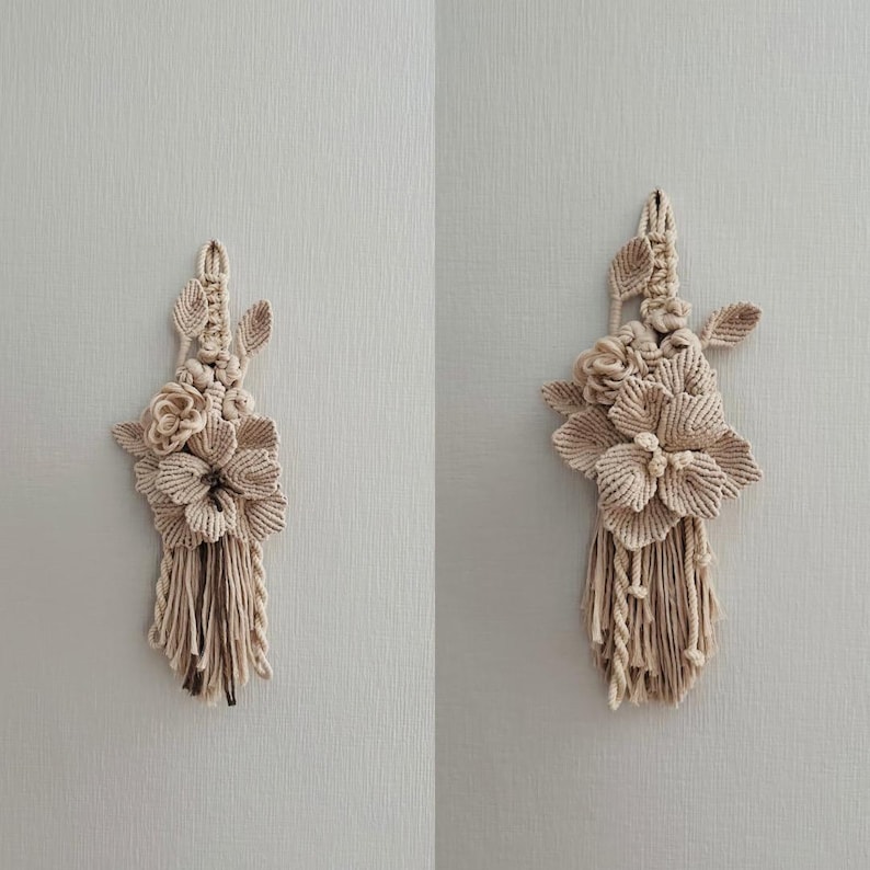 Macrame Cottagecore Handmade Macrame Flower Wall Hanging Floral Boho Cottagecore Decor - Etsy
