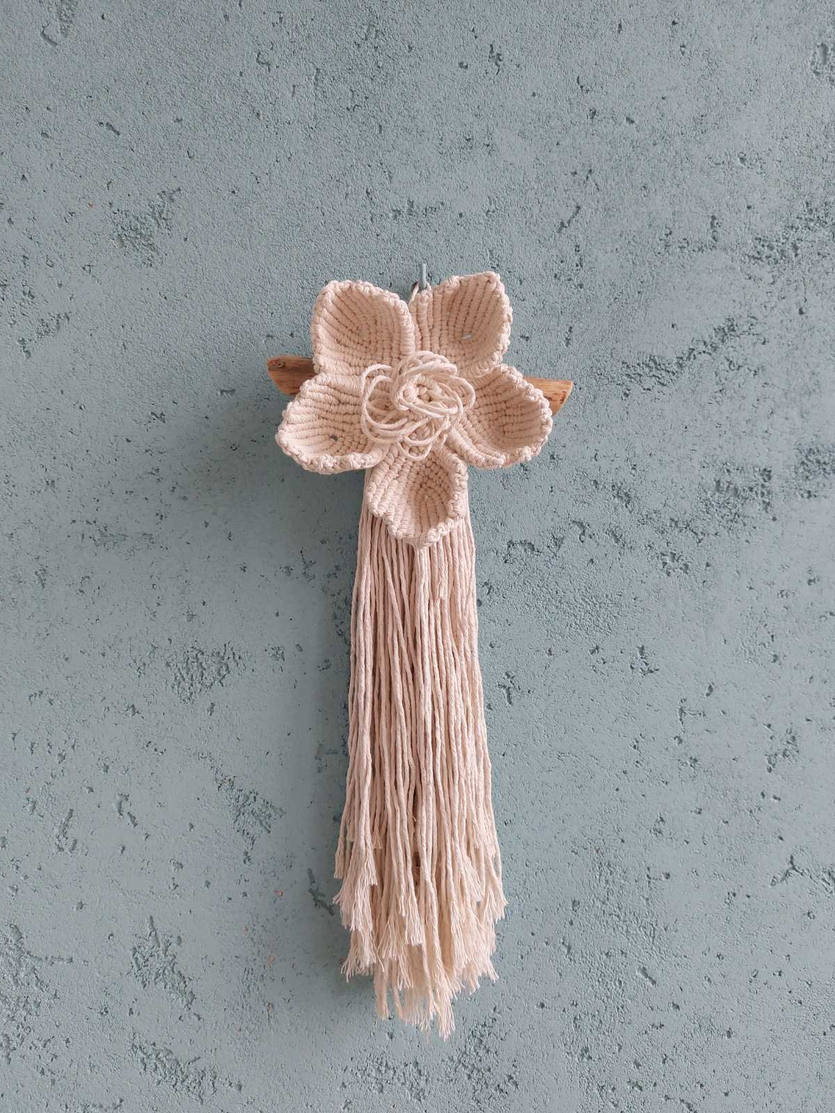 Macrame Cottagecore Ivory Macrame Flower Wall Hanging: Handmade Boho Cottagecore Decor - Etsy