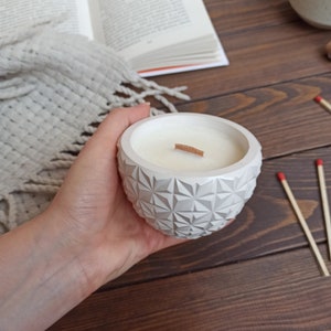 Woodwick candle, Homemade candle, Concrete candle, Gift