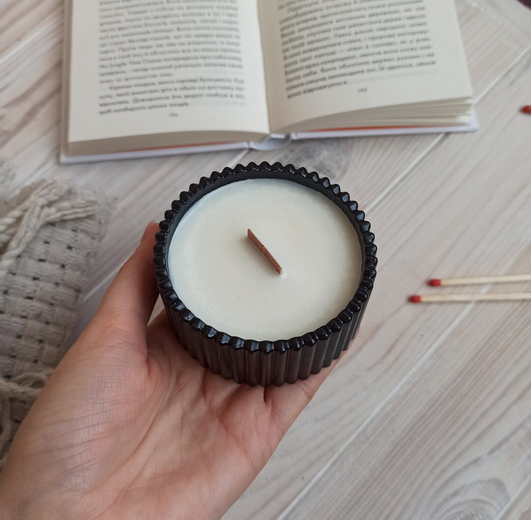 Woodwick Candle Homemade Candle Concrete Candle Gift Etsy