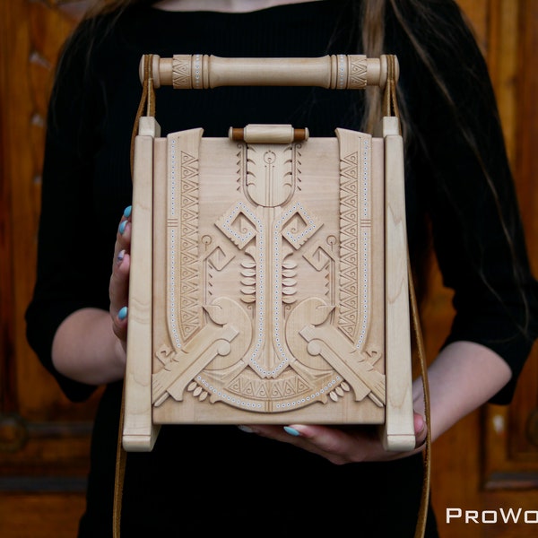 Ukrainian Exclusive wooden bag. Wood Bag - Women Handbag - Birthday gift - Messenger Bag - ethnic bag - Ladies Bag