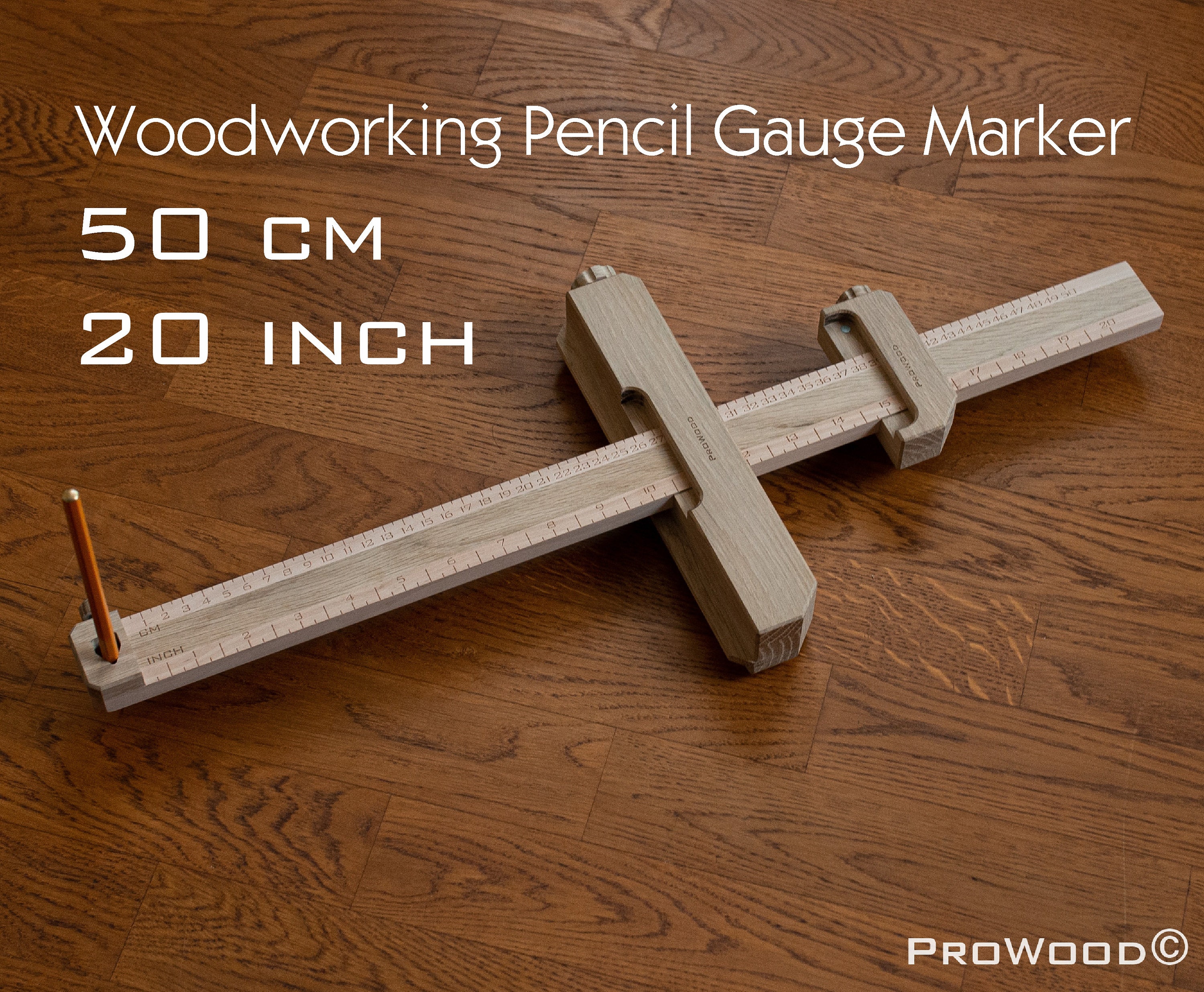 Wooden Woodworking Pencil Gauge Marker 50cm 20inch Tumbler Pencil Gauge  Marker Scribe Double-sided Marking/beam Compass 