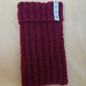 Handysocke Smartphone Socke Dehnbar anschmiegsam Gestrickt Handarbeit Schwarz Braun Petrol Flieder Grau Dunkelblau Beere Schutz ca. 16x8 cm Bild 6