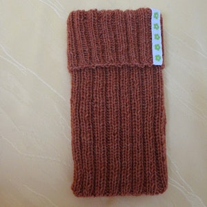 Handysocke Smartphone Socke Dehnbar anschmiegsam Gestrickt Handarbeit Schwarz Braun Petrol Flieder Grau Dunkelblau Beere Schutz ca. 16x8 cm Bild 2