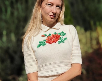 Fair Isle Jumper Pattern, 1940s Jumper PDF, Intarsia Sweater Pattern, Vintage Knitting Patterns, 1930s Vintage Sweater Downloadable PDF
