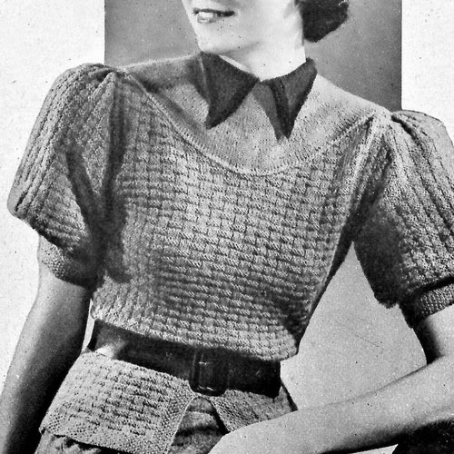 Knitting Patterns 1930s Sweater Vintage Jumper Downloadable Etsy