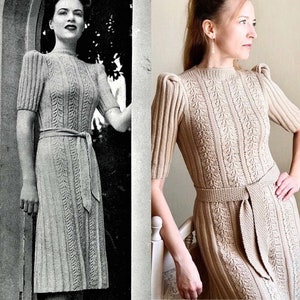 Vintage Knit Pattern, Wool Knit Dress Pattern, Summer dress pattern, 1940 knitting pattern, Downloadable pattern, Knitting pattern PDF image 3