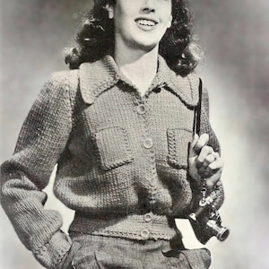 Knit Cardigan Patterns, Thick Chunky Knitted Jacket PDF, Vintage Jacket Cardigan Downloadable PDF, 1930s Knit PDF, 1940s Knitting Pattern