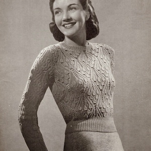 1940s Jumper, Knitted Jumper Pattern PDF, Vintage Knitting Patterns ...