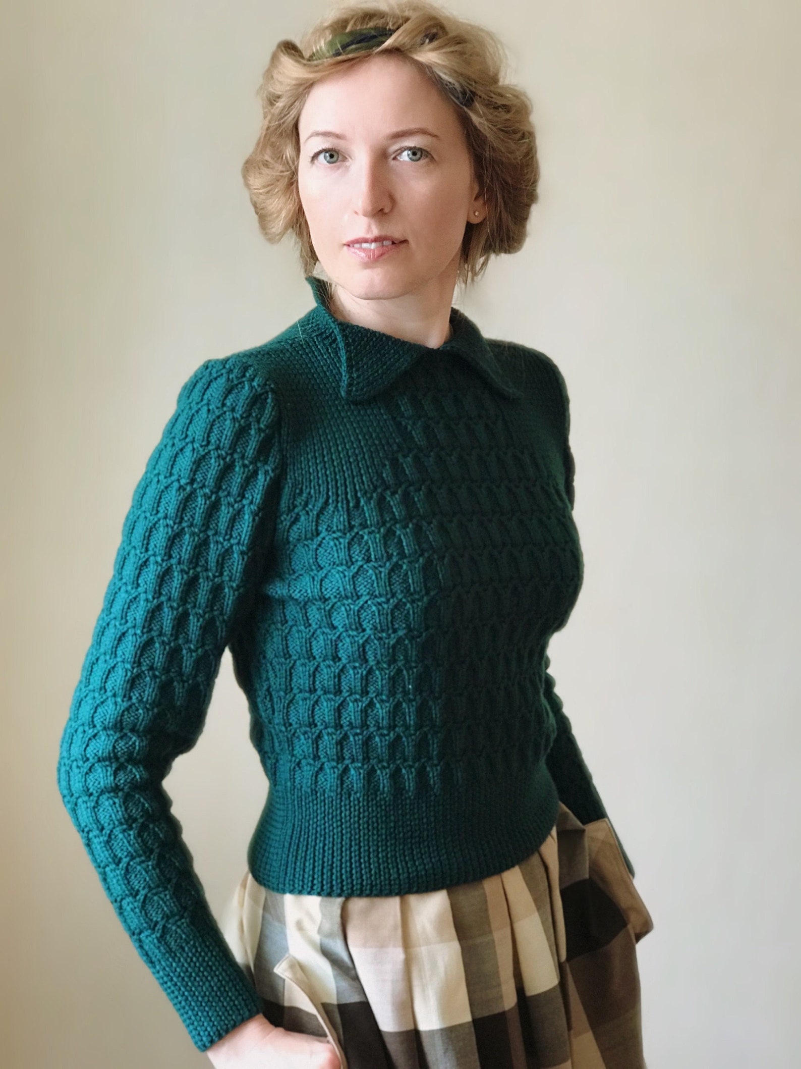 1940s Collar Jumper Knitted Jumper Pattern PDF Vintage Knitting 1940s-collar-jumper-knitted-jumper-pattern-pdf-vintage-knitting