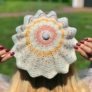 Crochet Beret Pattern, Cotton Beret Hat PDF, Summer Crochet Hat Pattern Downloadable, Beach Lightweight Beret Tam Pattern