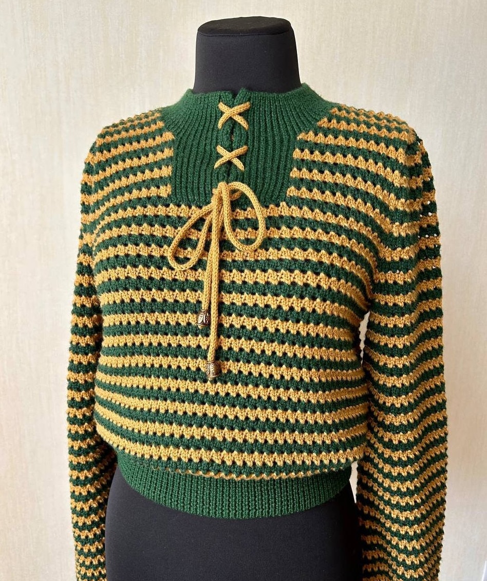 Vintage 1930s Knit Jumper Pattern, Stripes Knit Sweater Pattern PDF ...