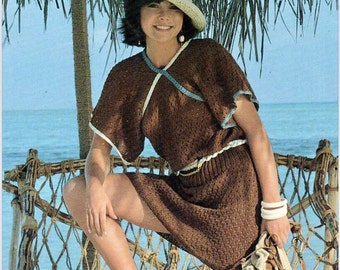 Womens Dress Knitting Pattern Pdf Ladies Beach Cover up Summer Dress Small  to X Large Bubble Chenille Pdf Instant Download