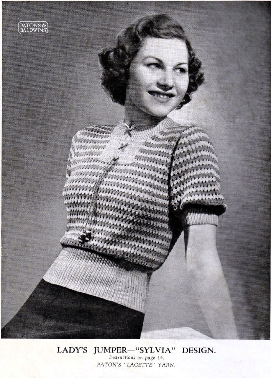Vintage 1930s Knit Jumper Pattern, Stripes Knit Sweater Pattern PDF ...