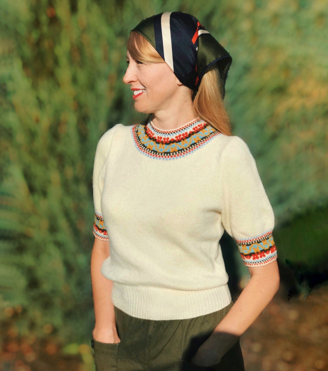 Fair Isle Jumper Pattern, 1940s Jumper PDF, Fair Isle Sweater Pattern