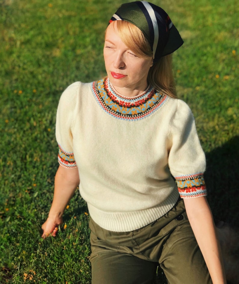 Fair Isle Jumper Pattern, 1940s Jumper PDF, Fair Isle Sweater Pattern, Vintage Knitting Patterns