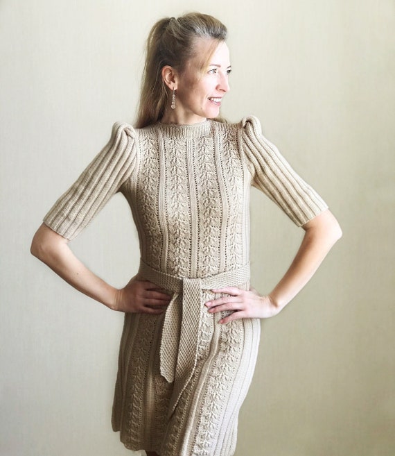 forest green knit dress Forest Green Wool Winter Sweater Dress