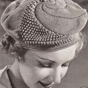 Crochet Beret Pattern, Vintage 30s Beret Tam PDF, Vintage Crochet Beret Hat Downloadable Pattern, Crochet Hat Pattern PDF image 3