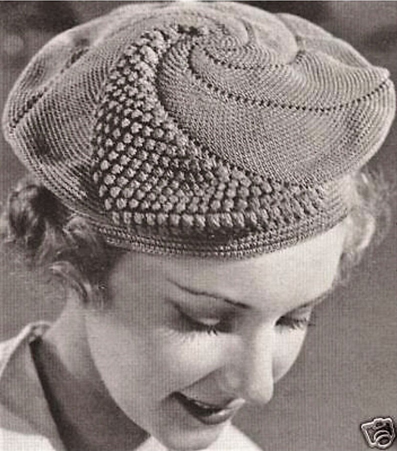 Crochet Beret Pattern, Vintage 30s Beret Tam PDF, Vintage Crochet Beret Hat Downloadable Pattern, Crochet Hat Pattern PDF image 3