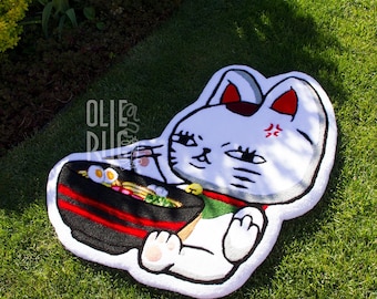 Turbo Granny Cat Eat Ramen Anime Character - Tufting RUG, Custom Rugs, Handmade Rug