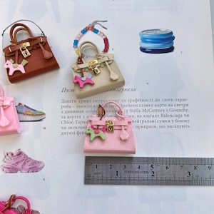 Dollhouse miniature 1/6, 1/12 scale, bag 1.4 inch, 3.5 cm, handbag Birk and Kell style. image 3