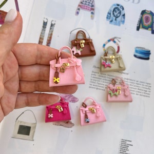 Dollhouse miniature 1/6, 1/12 scale, bag 1.4 inch, 3.5 cm, handbag Birk and Kell style. image 4