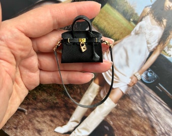 Dollhouse miniature 1/6, handbag Birk style “Mini Black”, for Barb, Blythe, Poppy Parker, Integrity doll, NF, FR