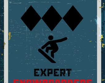 Arte de pared solo para expertos snowboarders - Descarga digital