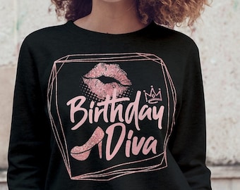 Birthday Diva PNG File: Printable Birthday Girl Design (Digital Download)