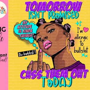 Afro Woman Sublimation Beauty Black Woman Ebony Brown Nubian Melanin Popping Messy Bun Hairstyle Gangsta Black Power Clipart Design Cricut