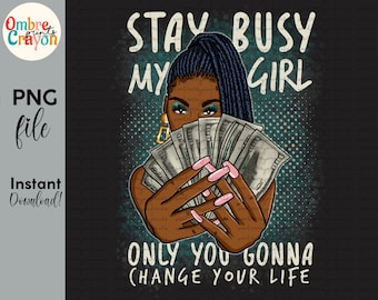 Afro Goddess PNG: Boss Gift, Money Hustler Sublimation (Digital Download)