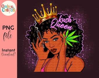 Kush Queen Black Woman PNG Clipart - Marijuana Art (Digital Download)