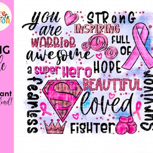 Breast Cancer Awareness PNG: Pink Ribbon Afro Lady, Survivor Design (Digital Download)