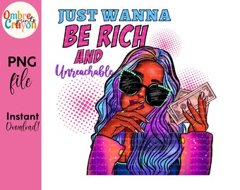 Afro Goddess PNG: Money Hustler Sublimation Design (Digital Download)