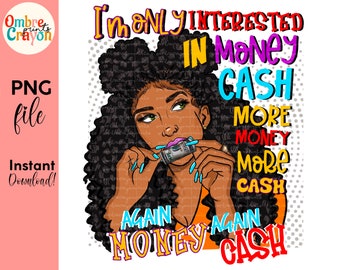 Afro Goddess Boss PNG: Money Hustler Sublimation Design (Digital Download)