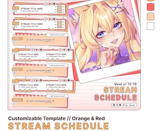 Plantilla de programación de transmisión personalizable // Naranja y rojo