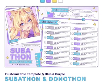 Plantilla personalizable para subatón y donothon // Azul y morado