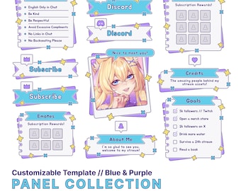 Paneles personalizables para diario de garabatos // Azul y morado