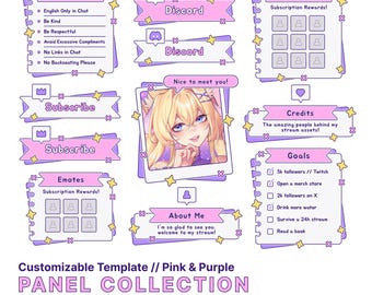 Paneles personalizables para diario de garabatos // Rosa y morado