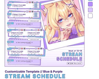 Plantilla de programación de transmisión personalizable // Azul y morado