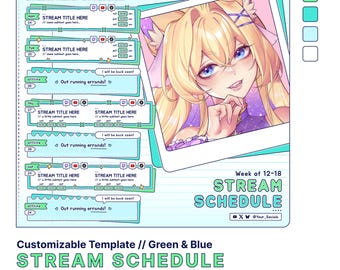 Plantilla de programación de transmisión personalizable // Azul y verde