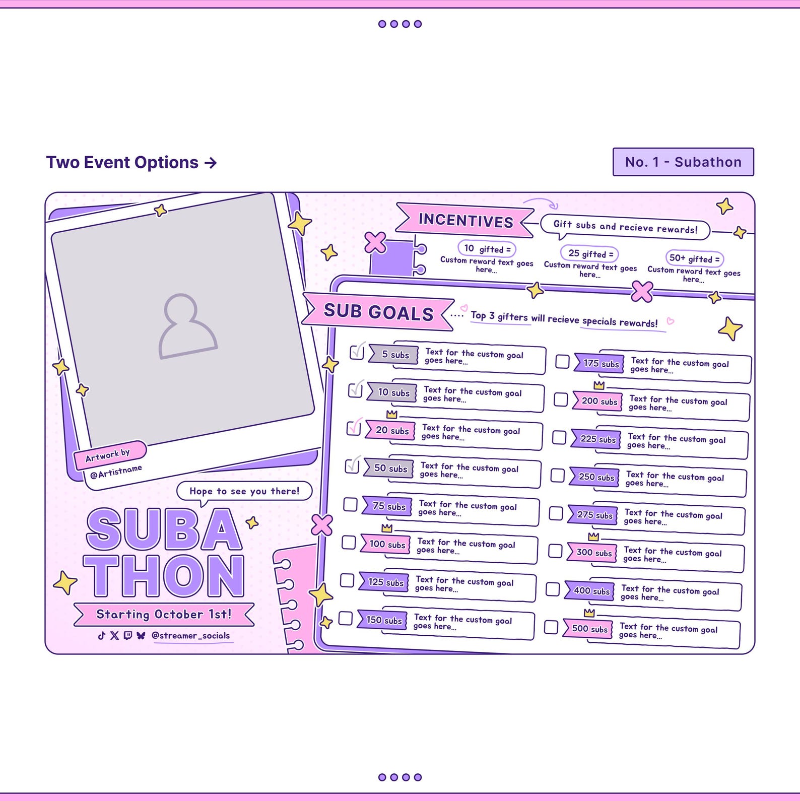 Rotating Subathon Sticker Customizable Subathon and Donothon Template // Pink & Purple - Etsy
