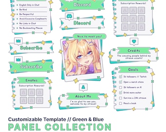 Paneles personalizables para diario de garabatos // Verde y azul